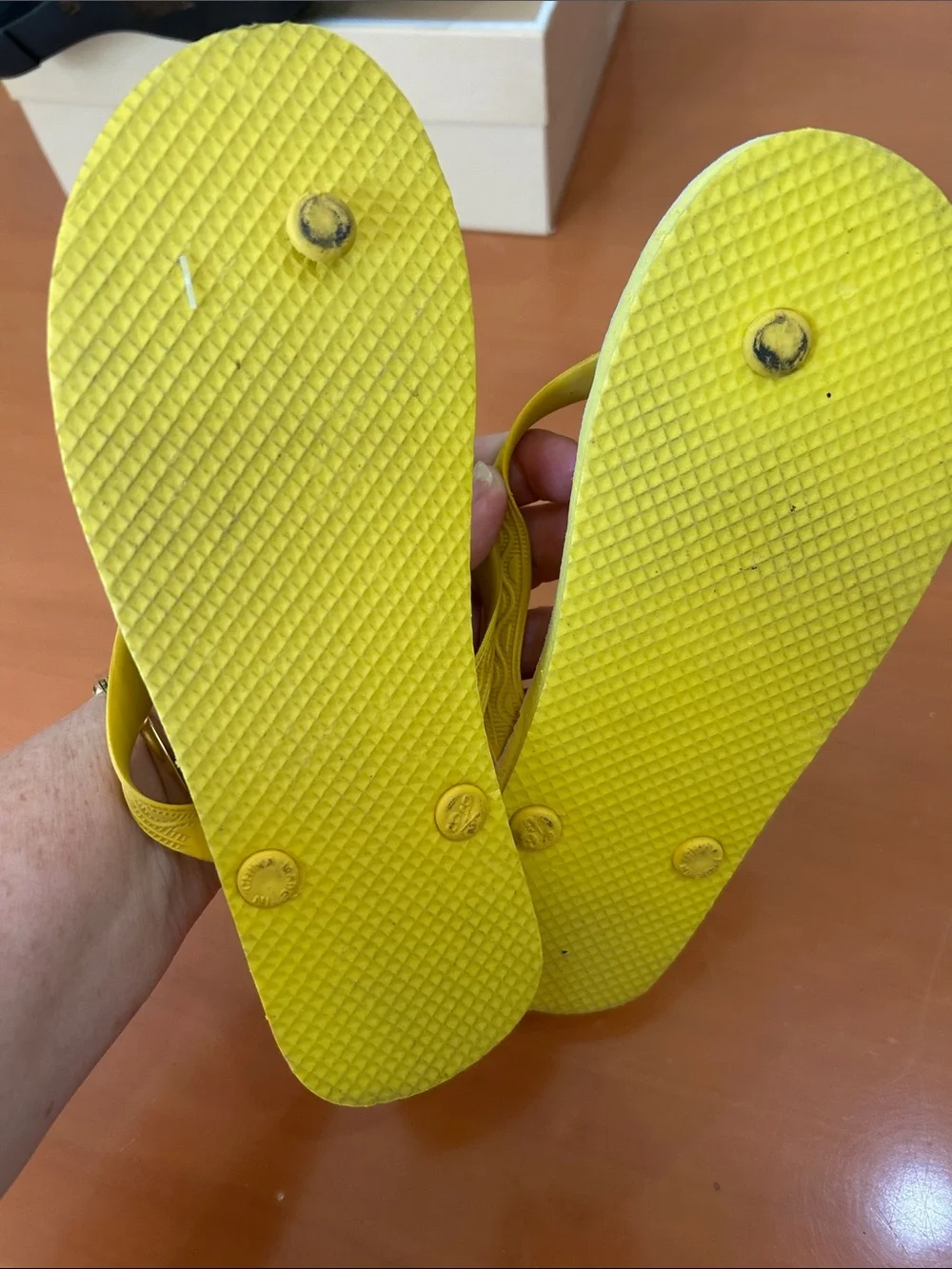 Yellow Strap Women's Flip Flops Signed by Linda Blair